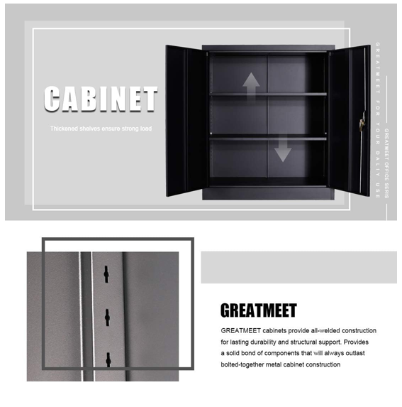 Metal 2 door cupboard -1m - Black - Fine Living