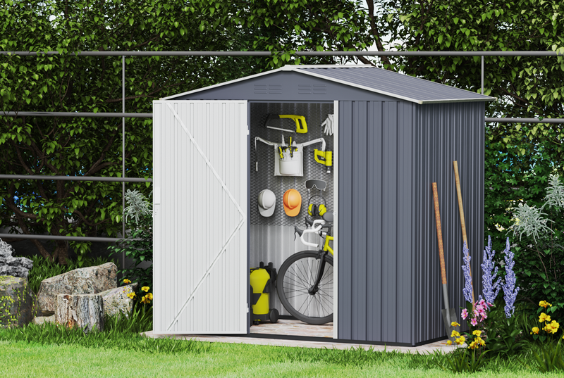 Double-Slope Garden Storage Shed - Fine Living