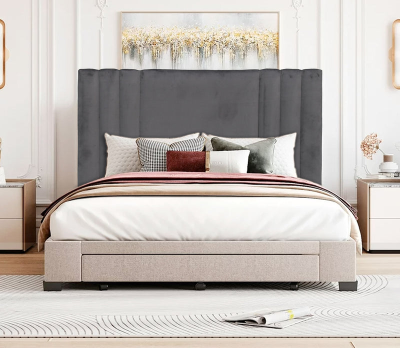 Velvet Dynamo Headboard - King - Grey