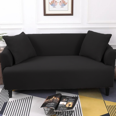 Fine Living Velvet 3-Seater Couch Cover - Black