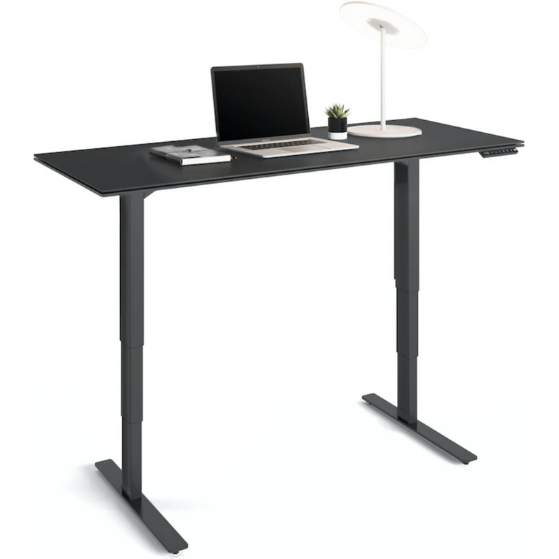 Height Adjustable Office Desk - Black Top