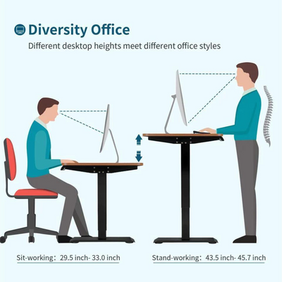 Height Adjustable Office Desk - Glass Top