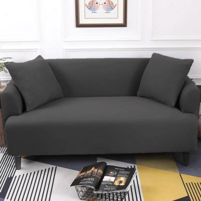 Fine Living Velvet 3Seater Couch Cover-Dark Grey
