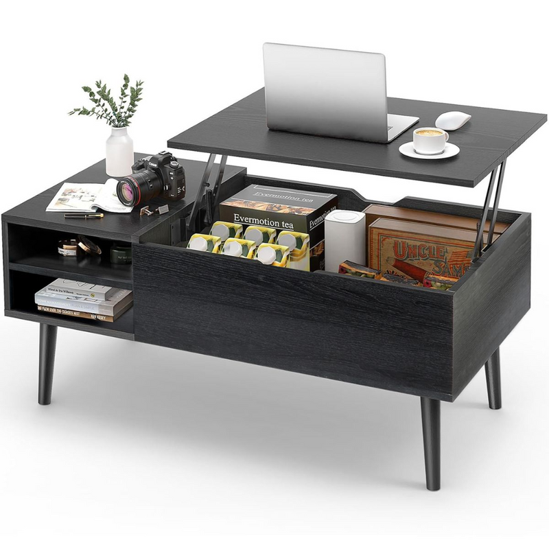 Lift Top Coffee Table with Hidden Compartment and Storage Shelf