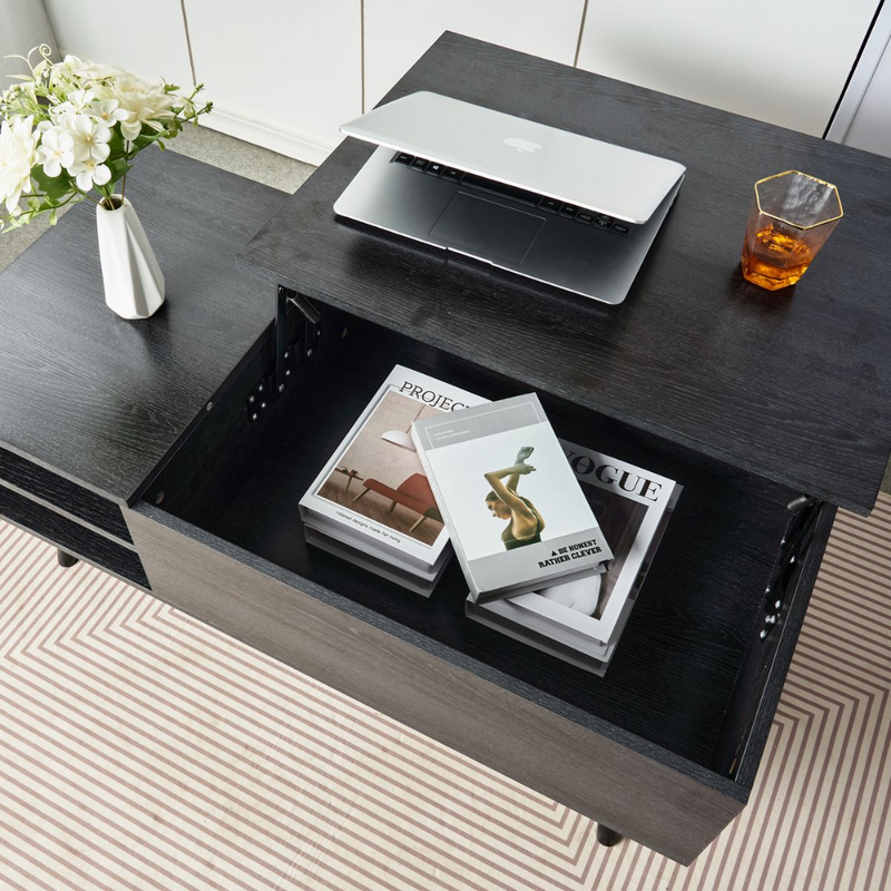 Lift Top Coffee Table with Hidden Compartment and Storage Shelf