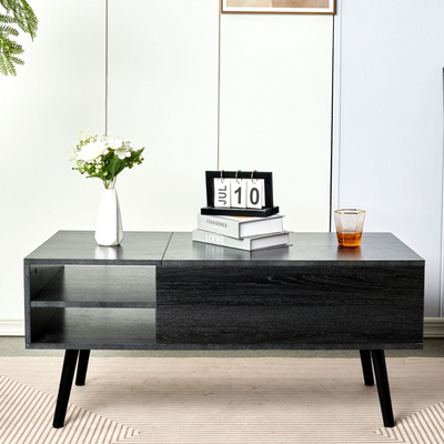 Lift Top Coffee Table with Hidden Compartment and Storage Shelf