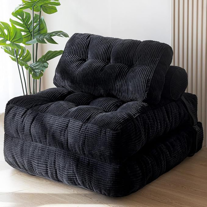Foldable Chair Bed - Black  - Finery