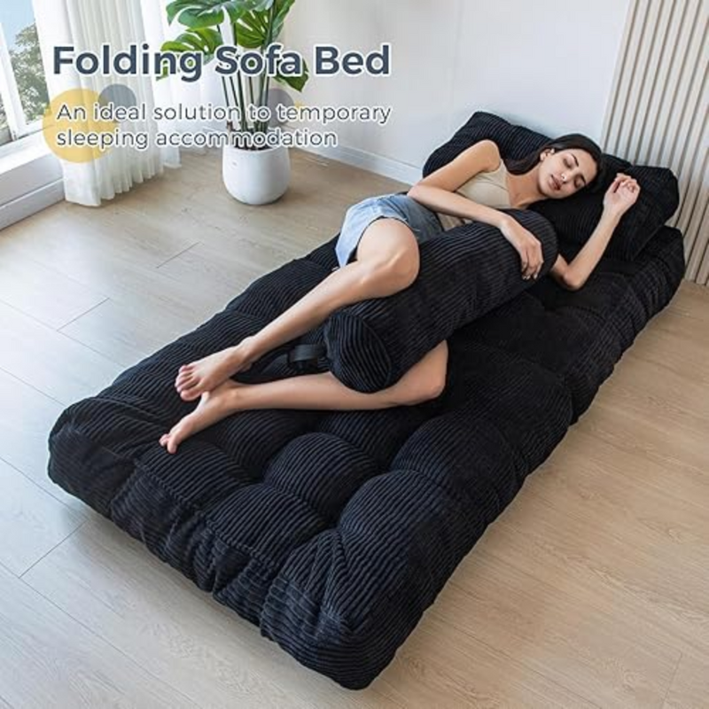 Foldable Chair Bed - Black  - Finery