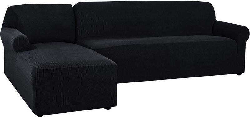 Fine Living Jacquard L-Shape Couch Cover - Black