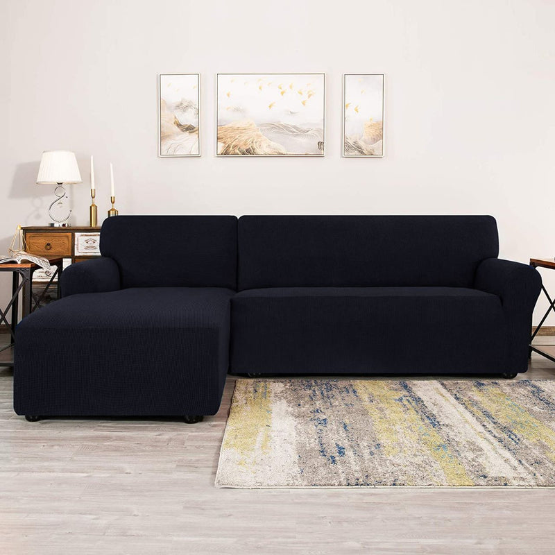 Fine Living Jacquard L-Shape Couch Cover - Black