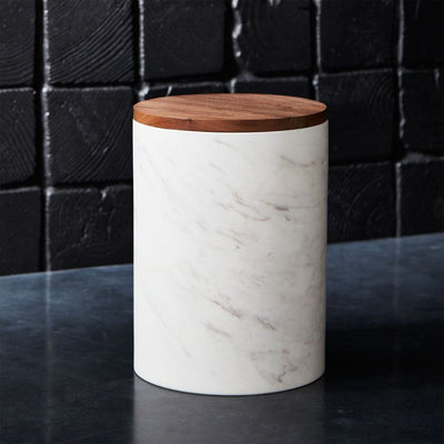 Marbel Canister - Brass and White