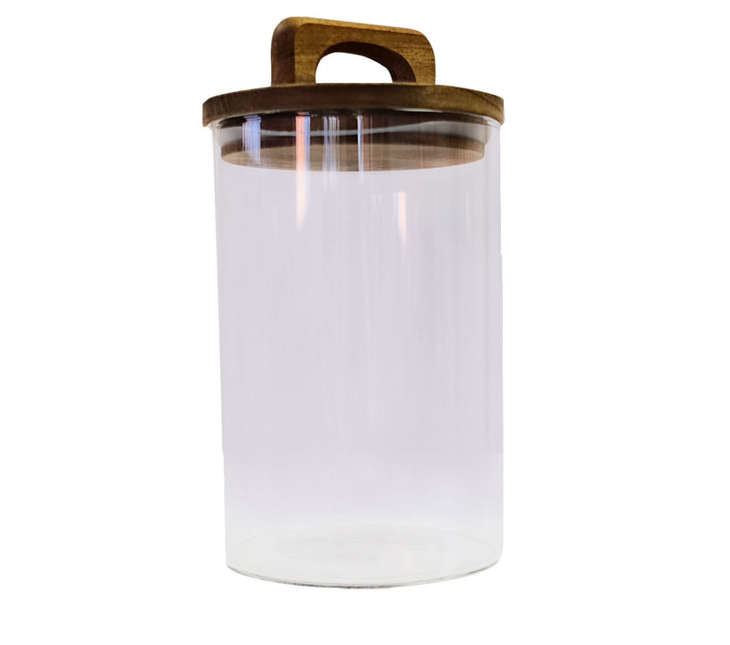 Jar with Acacia Handle Lid - Fine Living