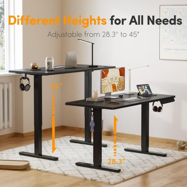 Height Adjustable Office Desk -  Black