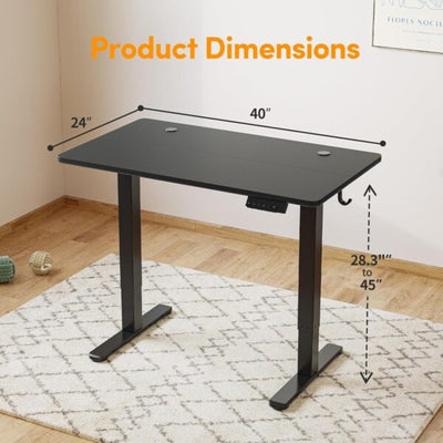 Height Adjustable Office Desk -  Black