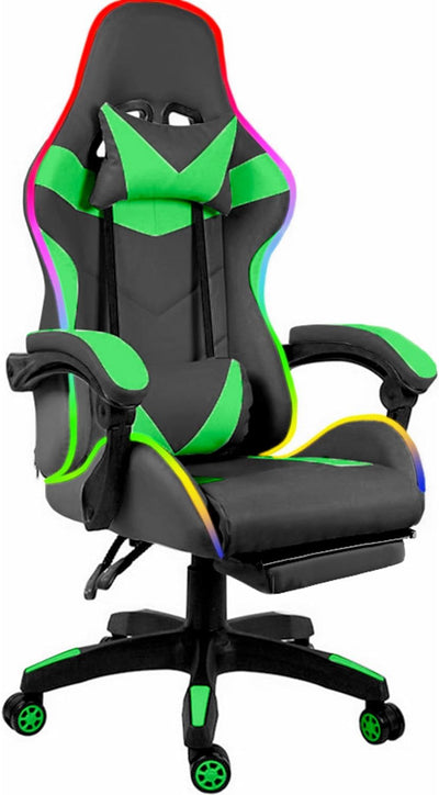 LED Lights Gaming Chair - Green/Black