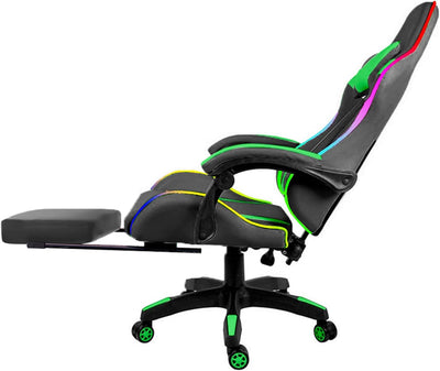 LED Lights Gaming Chair - Green/Black