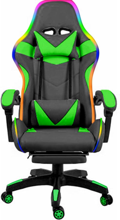 LED Lights Gaming Chair - Green/Black
