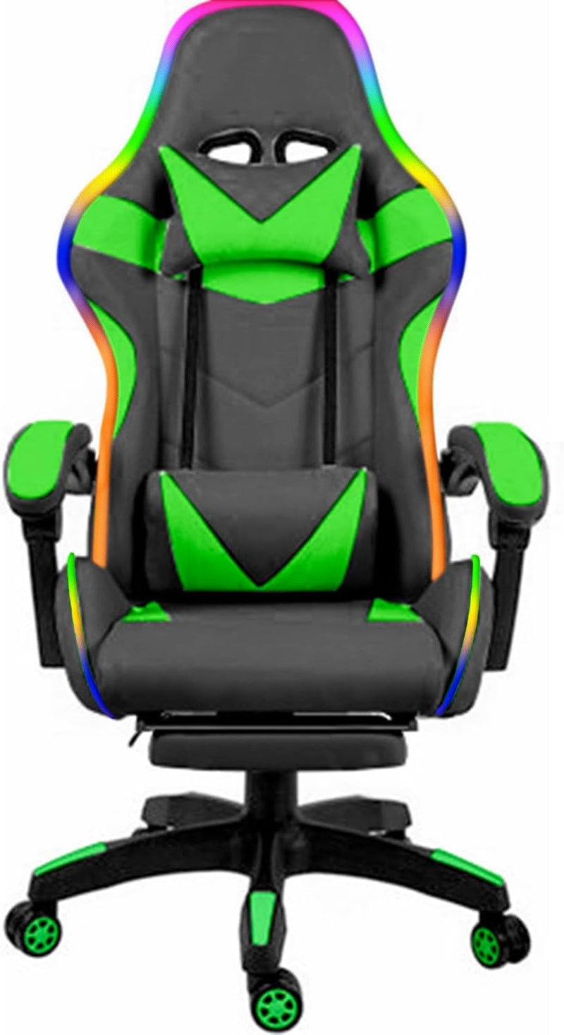 LED Lights Gaming Chair - Green/Black