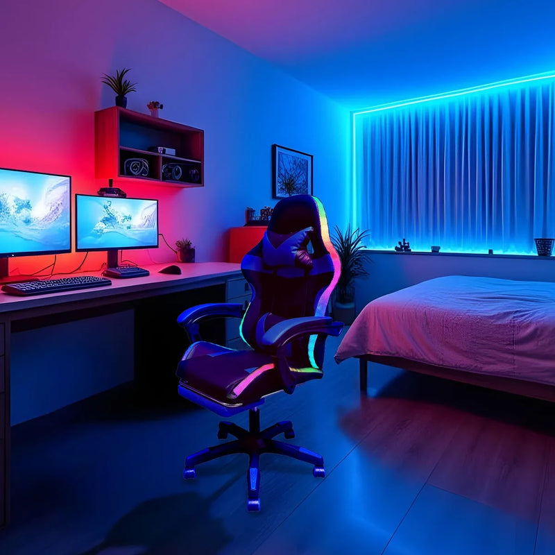 LED Lights Gaming Chair - Blue/Black