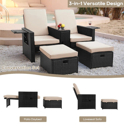Zanzibar 5pc Patio Set - Brown with Grey Cushions Finery