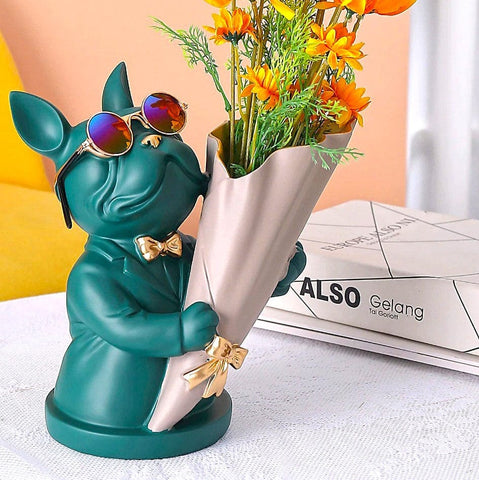 Bulldog Vase-Green