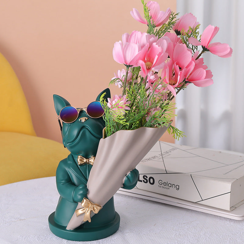 Bulldog Vase-Green