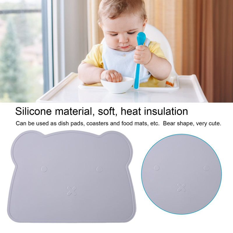 Silicone Teddy Placemat - Blue grey