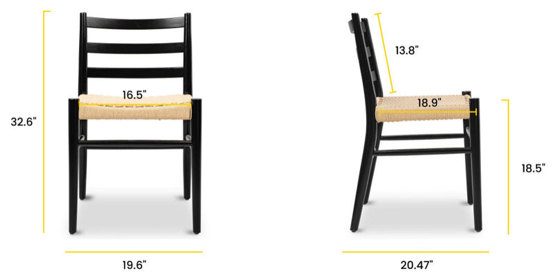 Wood and Rattan Dining Room Chair (Single Unit)