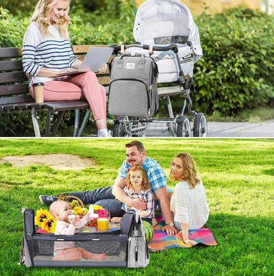 Nuovo - 2 in 1 Babypack with Fold Out Bed - Blue