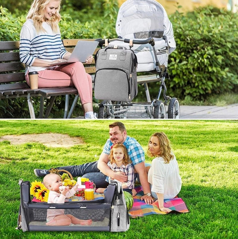 Nuovo - 2 in 1 Babypack with Fold Out Bed - Blue