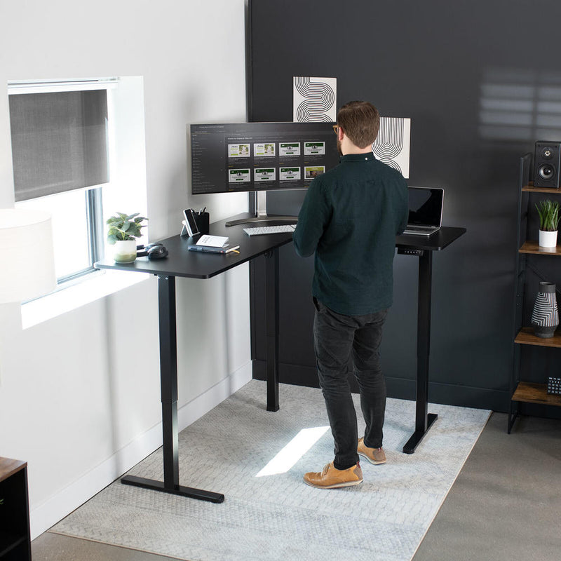 FlexiCorner Height Adjustable Desk - Black - Fine Living