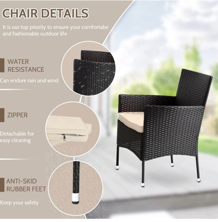 Rattan Miami 4pc Patio Black Set - DR Grey Cushion