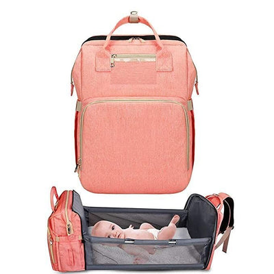 Nuovo - 2 in 1 Babypack with Fold Out Bed - Pink