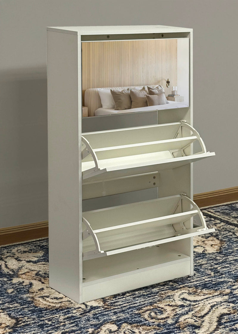 ShoeGleam 3 Layer Shoe Mirror Cabinet - Finery