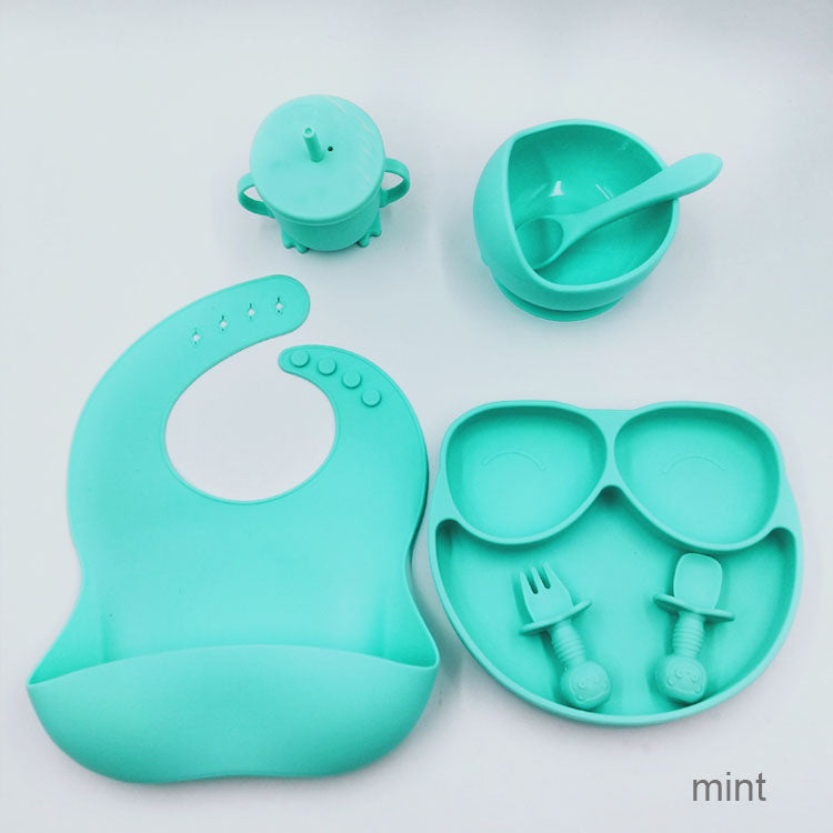 Nuovo Silicone Baby Feeding Set - 7pc - Mint