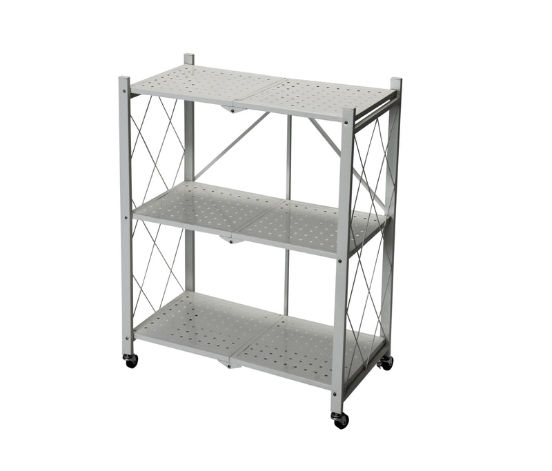 Fine Living Foldable Storage Rack - White Metal - 3 Layer