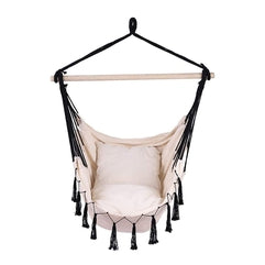 Fine Living -Elba Hammock Chair White/Black Tassle