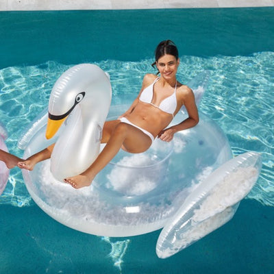 Pool Float - Feather Filled Swan - White