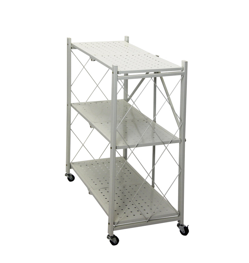 Fine Living Foldable Storage Rack - White Metal - 3 Layer