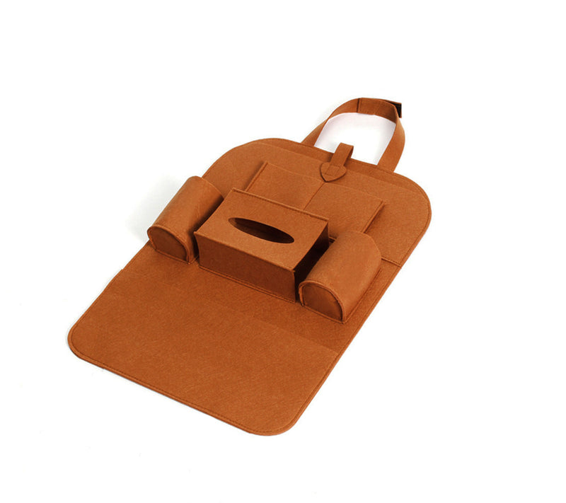 Car Seat Organiser - PU Leather - Brown