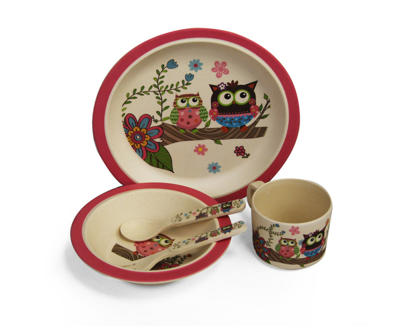 Kids Bamboo Dining sets - Owl  - Nuovo