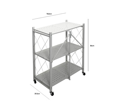 Fine Living Foldable Storage Rack - White Metal - 3 Layer