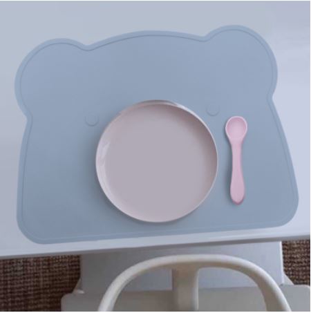 Silicone Teddy Placemat - Blue grey