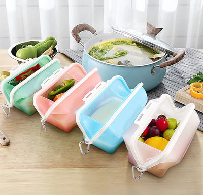 Silicone Foldable Food Storage Bag-Green