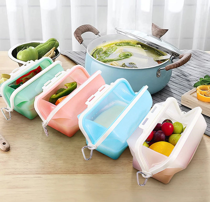 Silicone Foldable Food Storage Bag-Green