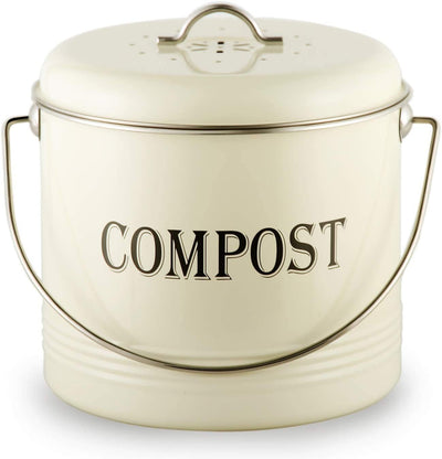 Embossed Compost Bin - Beige