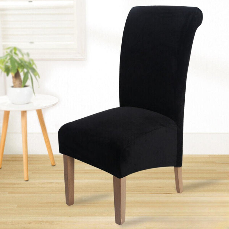Velvet Dining Chair Cover - Black