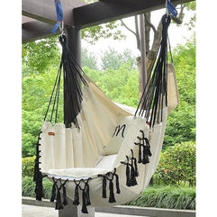 Fine Living -Elba Hammock Chair White/Black Tassle