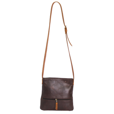 Finery Genuine Leather Cross Body - Brown & Toffee