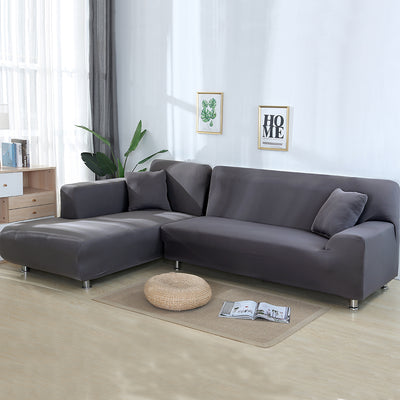 Fine Living Velvet L-Shape Couch Cover - Light Grey